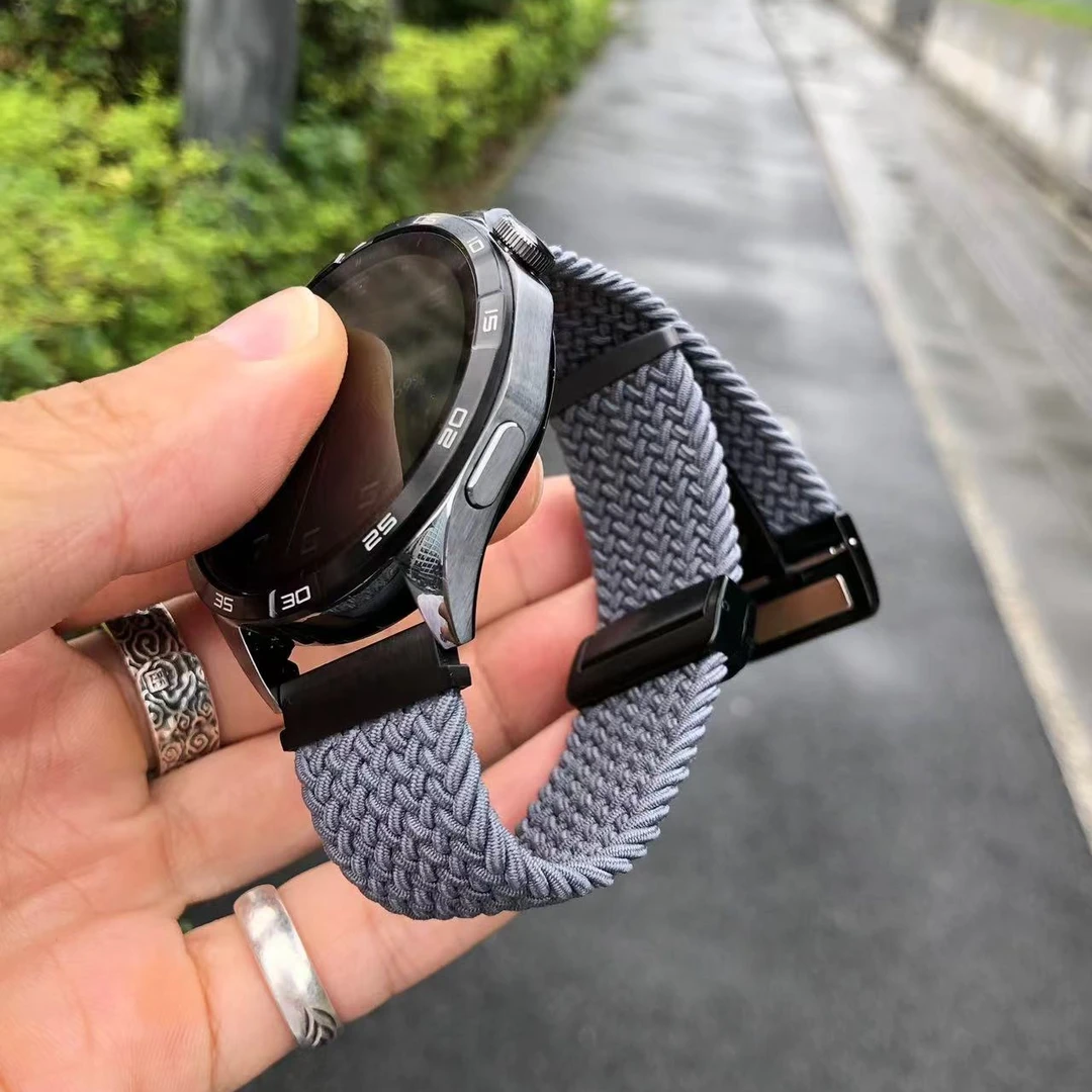 卡客风暴 编织适用华为手表GT5表带gt3pro弹力watch3磁吸扣小米4