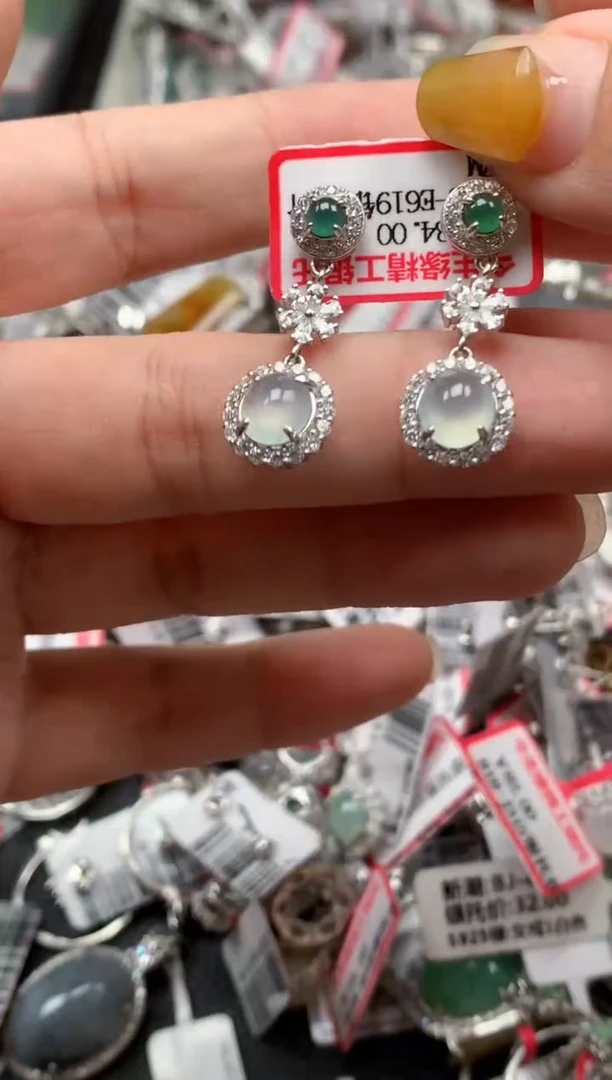 银S925镶嵌戒指翡翠天然A货缅甸翡翠