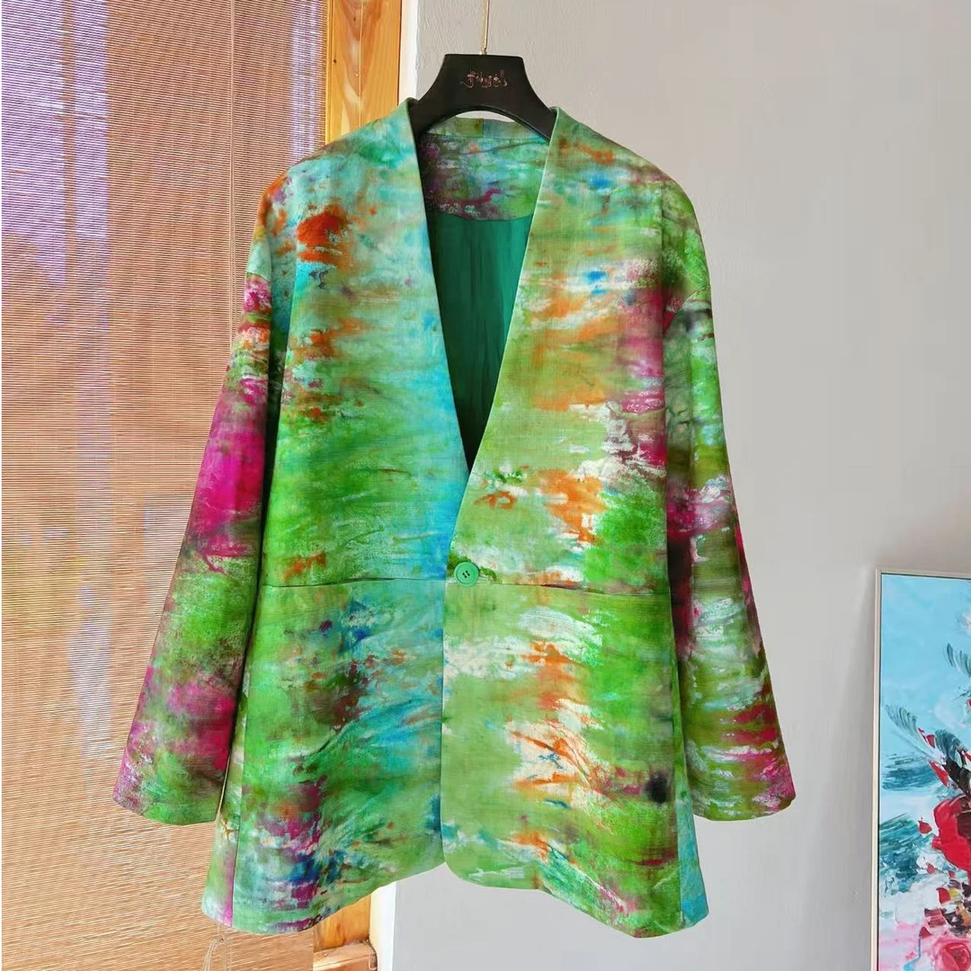 高端非遗70年代手织棉天然矿物染外套叠加色彩丰富适敏感肌人群