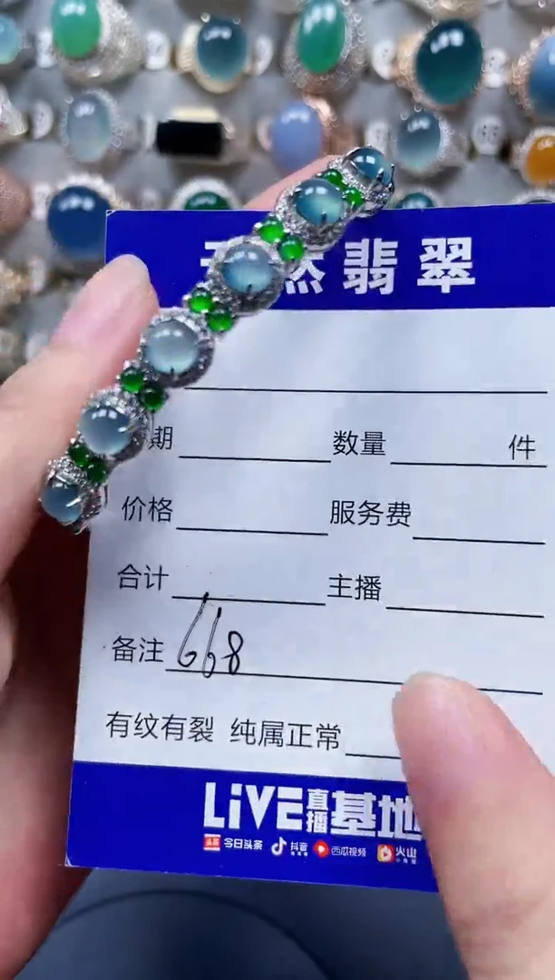 银S925镶嵌手镯翡翠668
