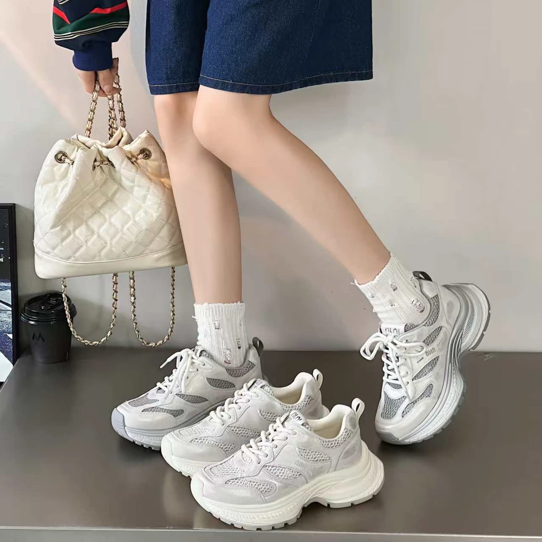 8605女款2025春季新款ins风厚底增高透气老爹鞋