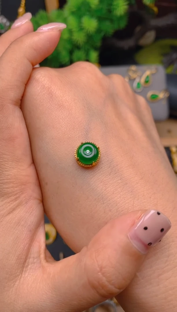 吊坠(不含链)银S925镶嵌翡翠穿孔平安扣