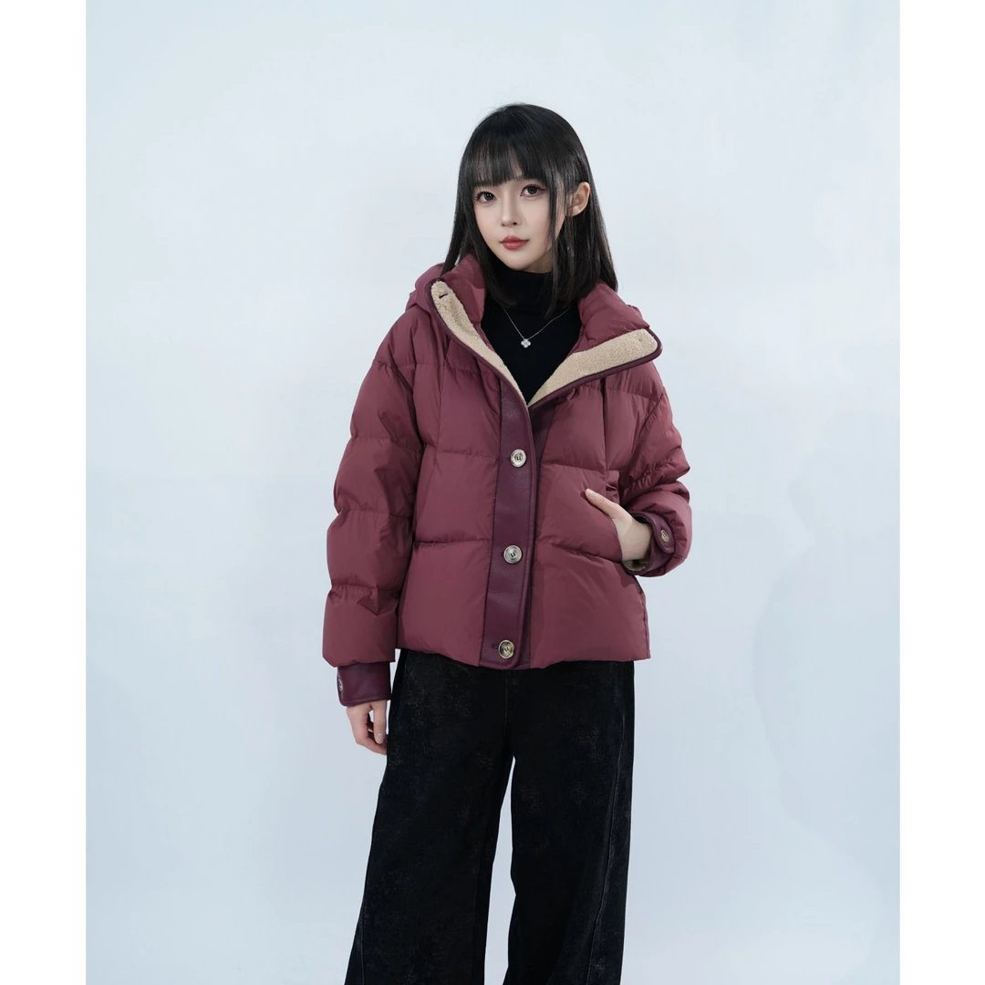 【丝雨专属】新款短款连帽百搭小个子时尚拼接保暖外套MY24L58