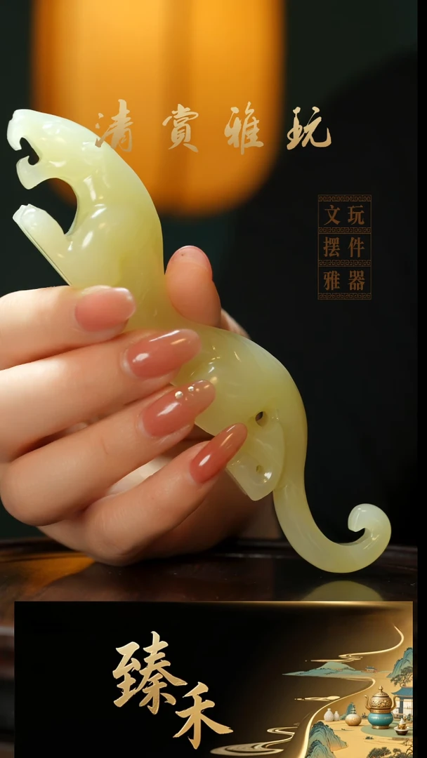 玉《伏虎》手把件摆件