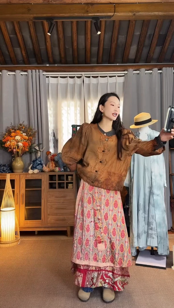 【闪购商品】设计师款柿染麻长袖