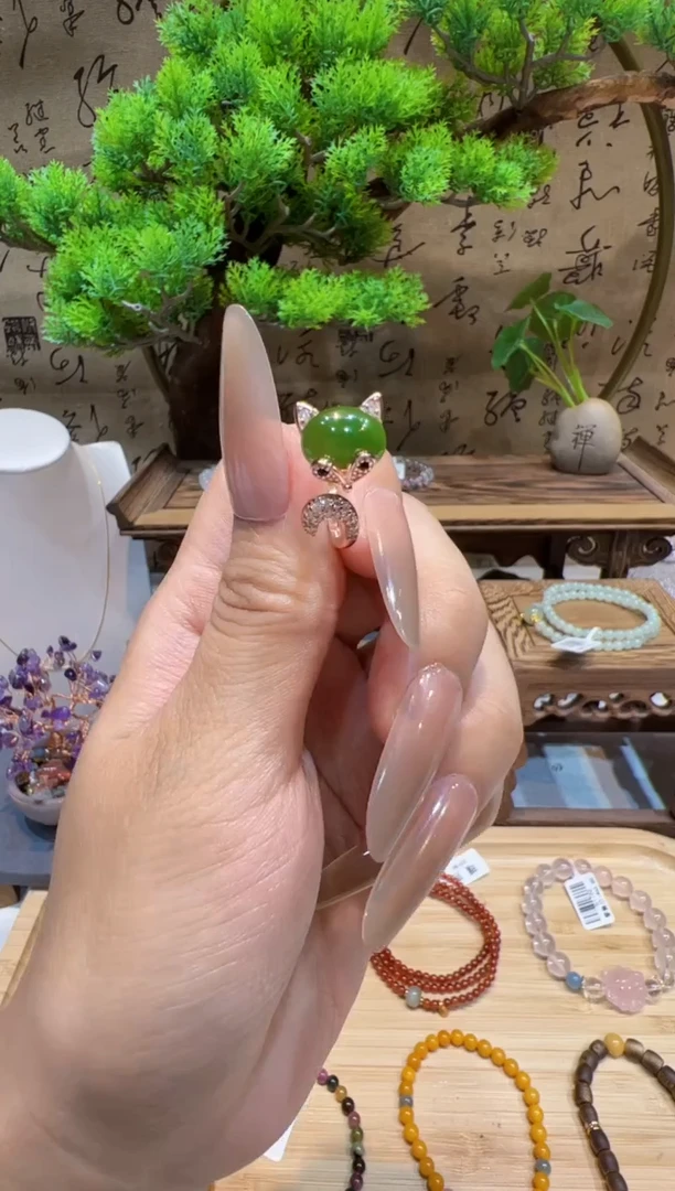 和田玉戒指银S925镀金镶嵌@@手饰