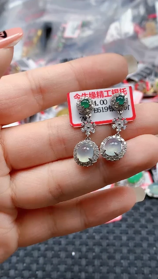 银S925镶嵌戒指翡翠天然A货缅甸翡翠