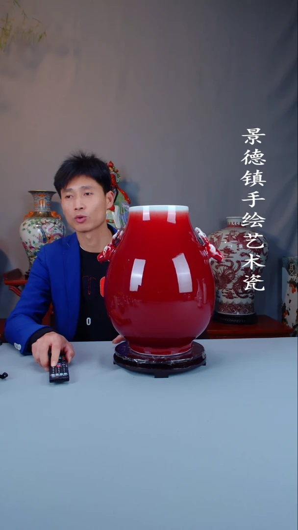 瓶陶景德镇手工手绘陶瓷摆件50