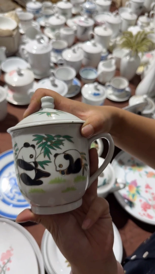 摆件手绘熊猫办公杯300毫升有瑕请慎拍