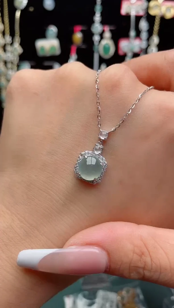 翡翠银S925镶嵌吊坠(不含链)、