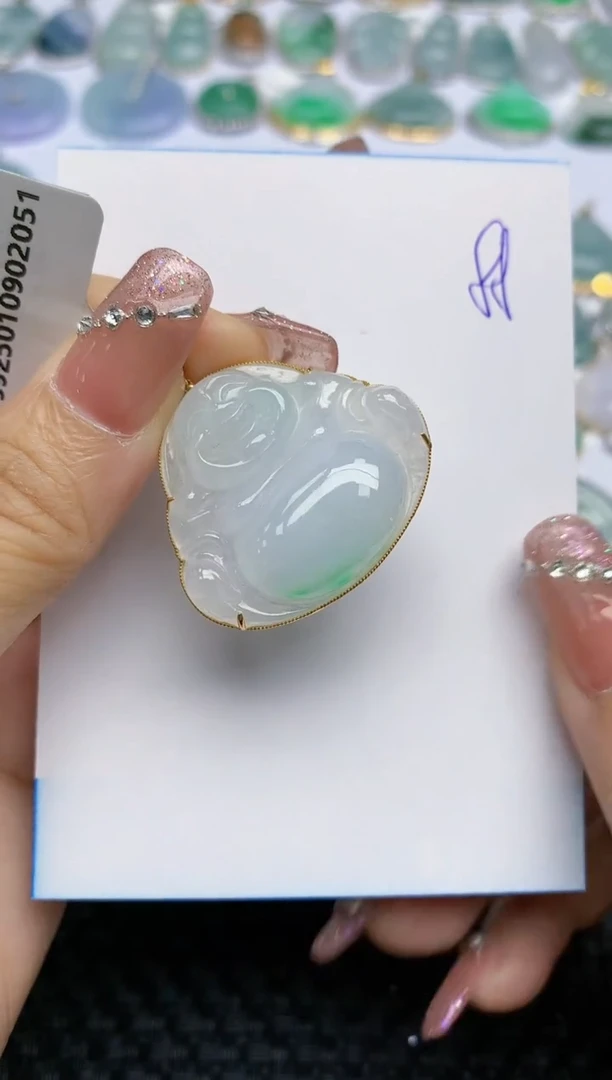 【闪购商品】翡翠挂件18K金镶嵌天然A货翡翠 88