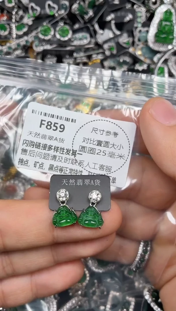 颈饰未镶嵌翡翠F859耳钉