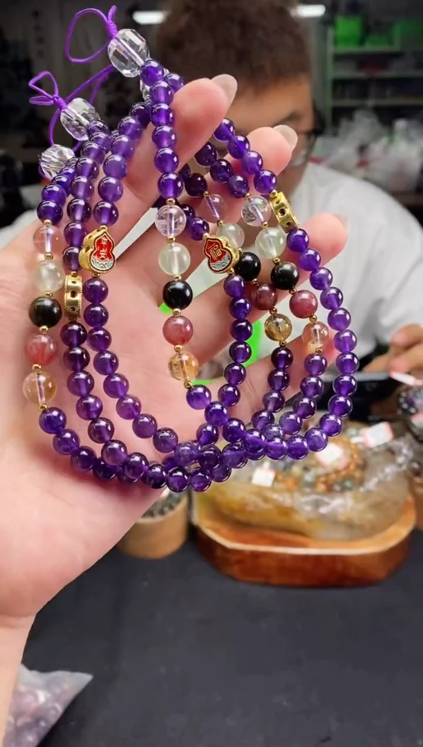 水晶手串未镶嵌紫色手机链多样性发其一