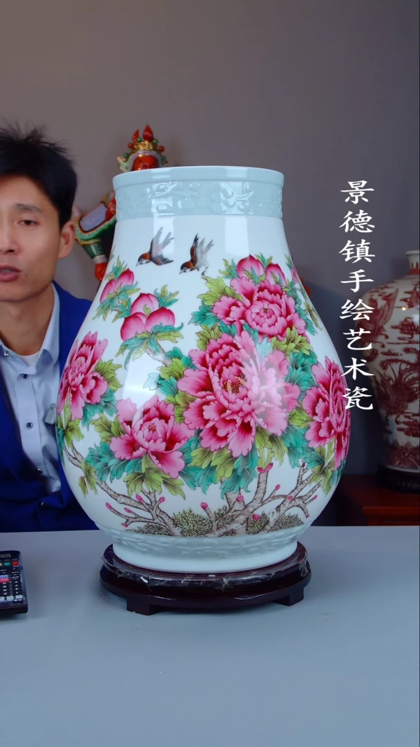 瓶陶景德镇手工手绘陶瓷摆件60