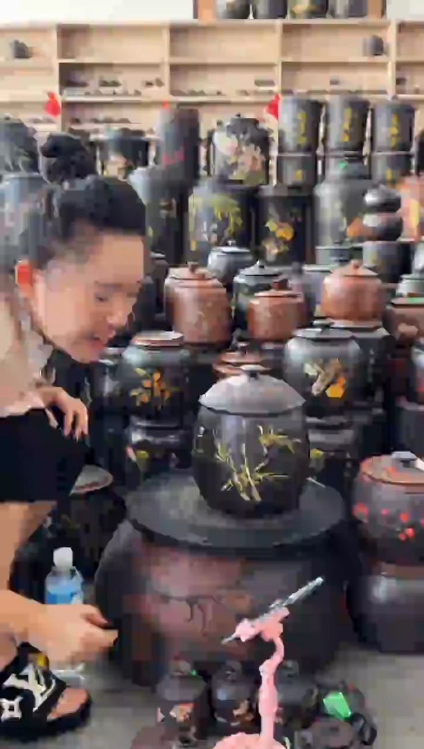 罐瑕疵 彩填龙蛋茶叶罐 韩  302