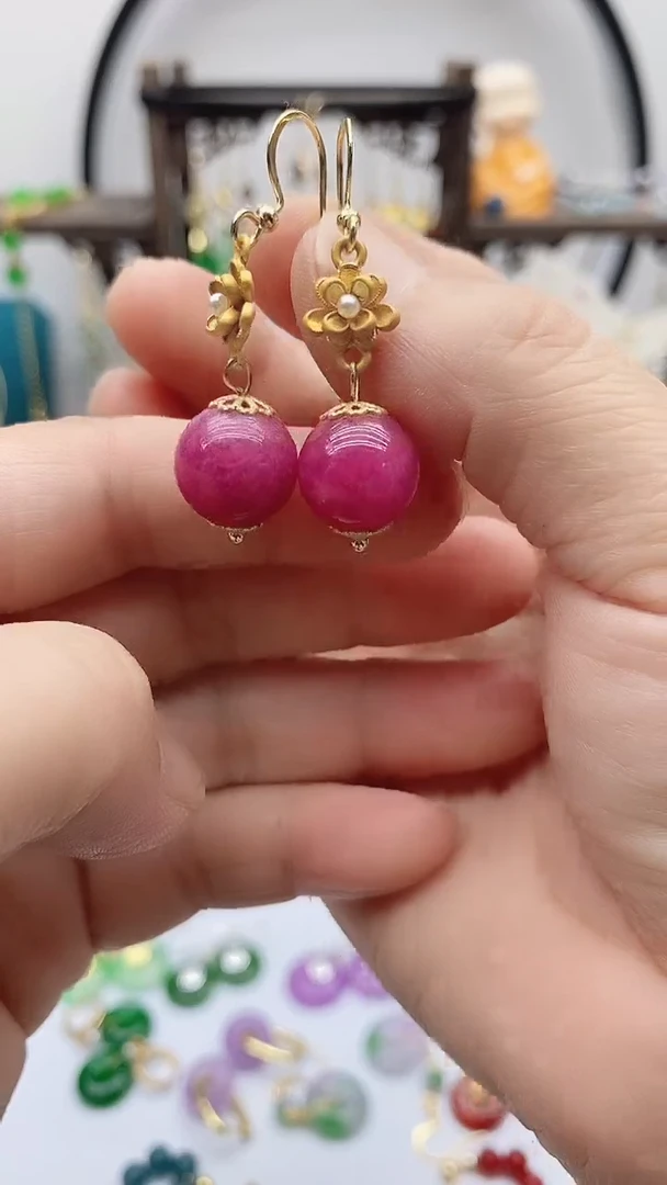 14K金镶嵌苏纪石（舒俱来）耳饰79