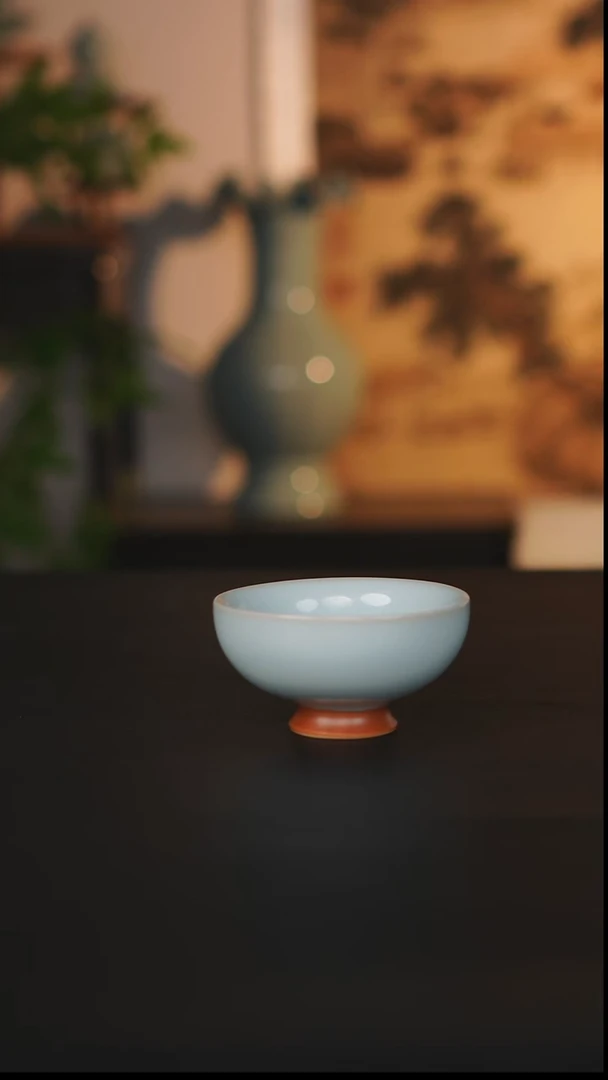 杯子瓷天熙汝瓷天青釉复古小茶碗