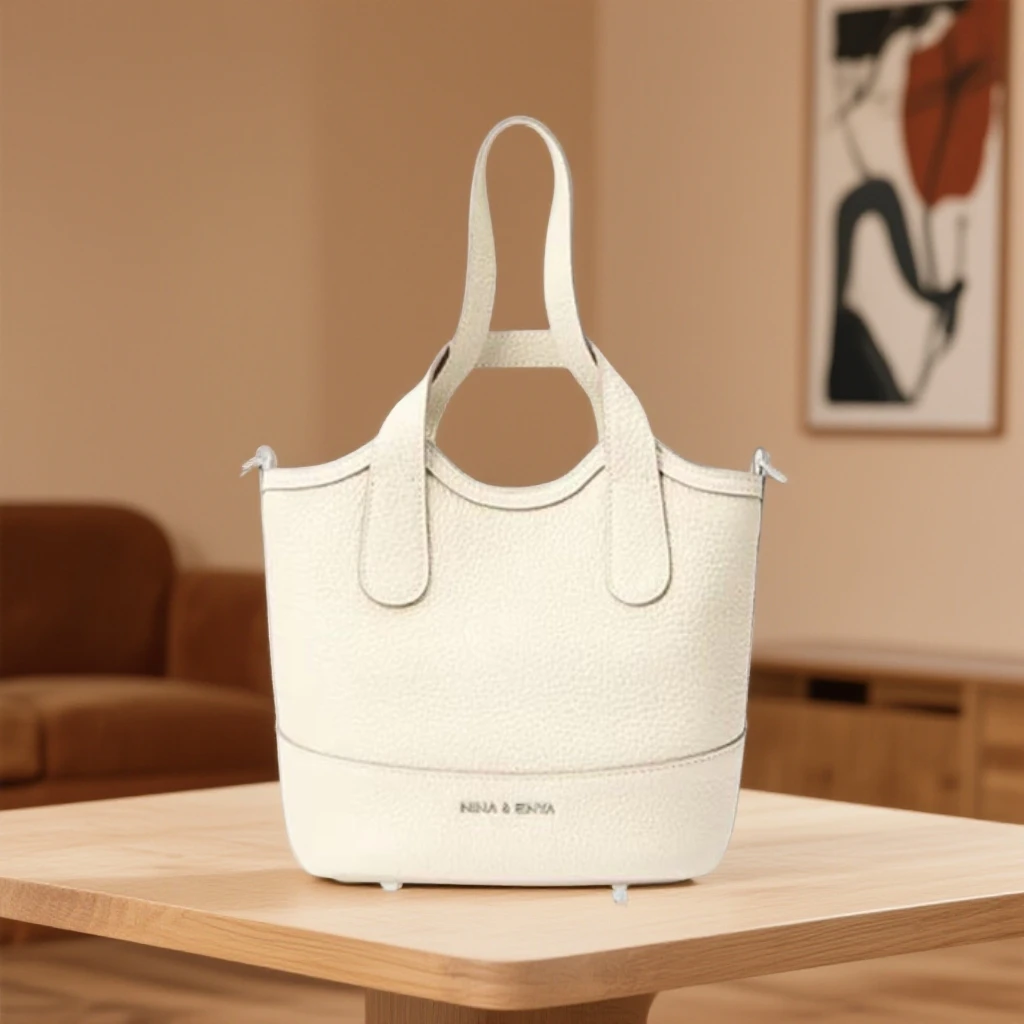 【朱珠同款】NINA ENYA/妮娜恩雅吊篮包中号菜篮子包斜挎包真皮女