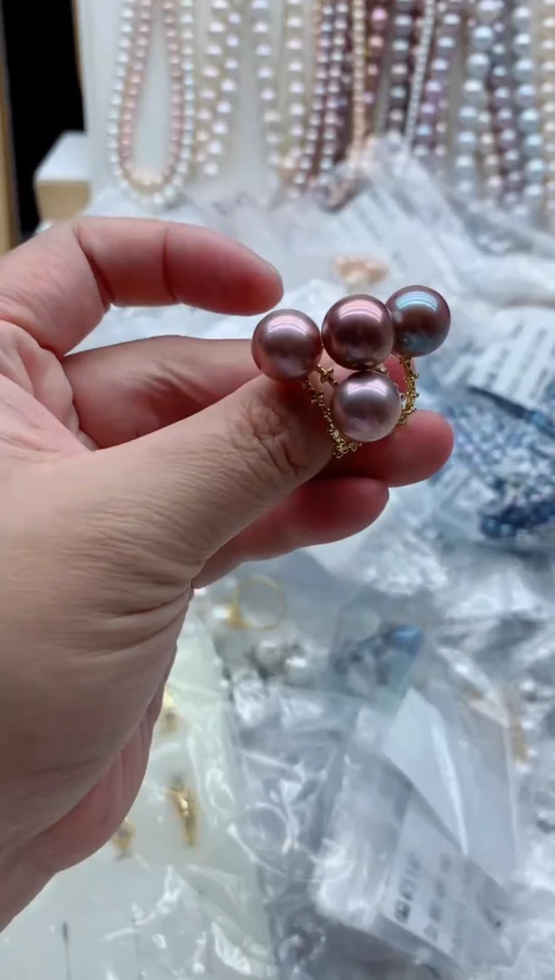 银S925镶嵌戒指淡水珍珠多样性发其一，非无暇