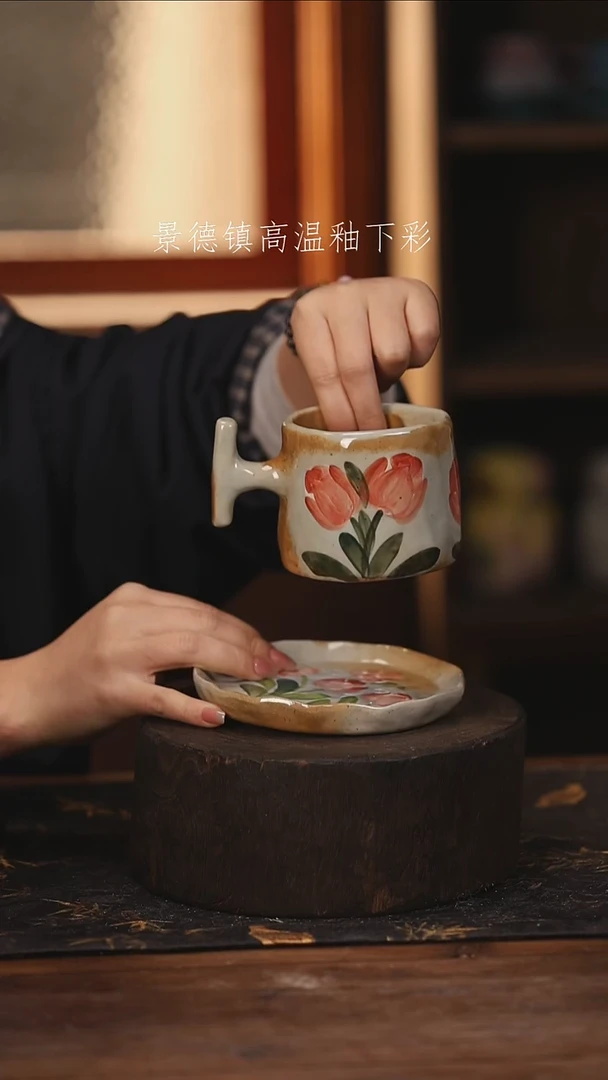 陶瓷景德镇高温釉下手绘陶瓷@L003@