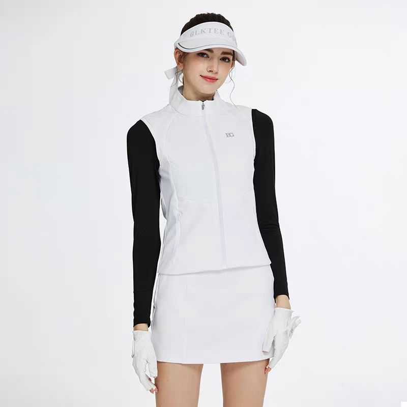 BG新款秋冬高尔夫服装女士厚款无袖马甲保暖运动速干显瘦修身背心