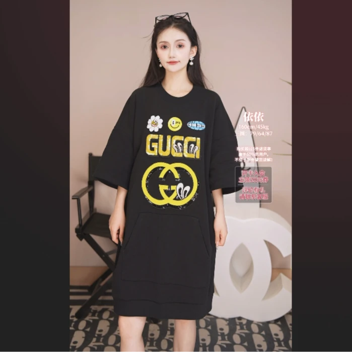95新 GUCCI/古驰 半袖亮片logo黑色l码/250426VHHQQ16