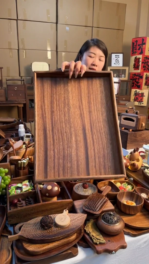 【闪购商品】微瑕南美胡桃木大号高耳托盘