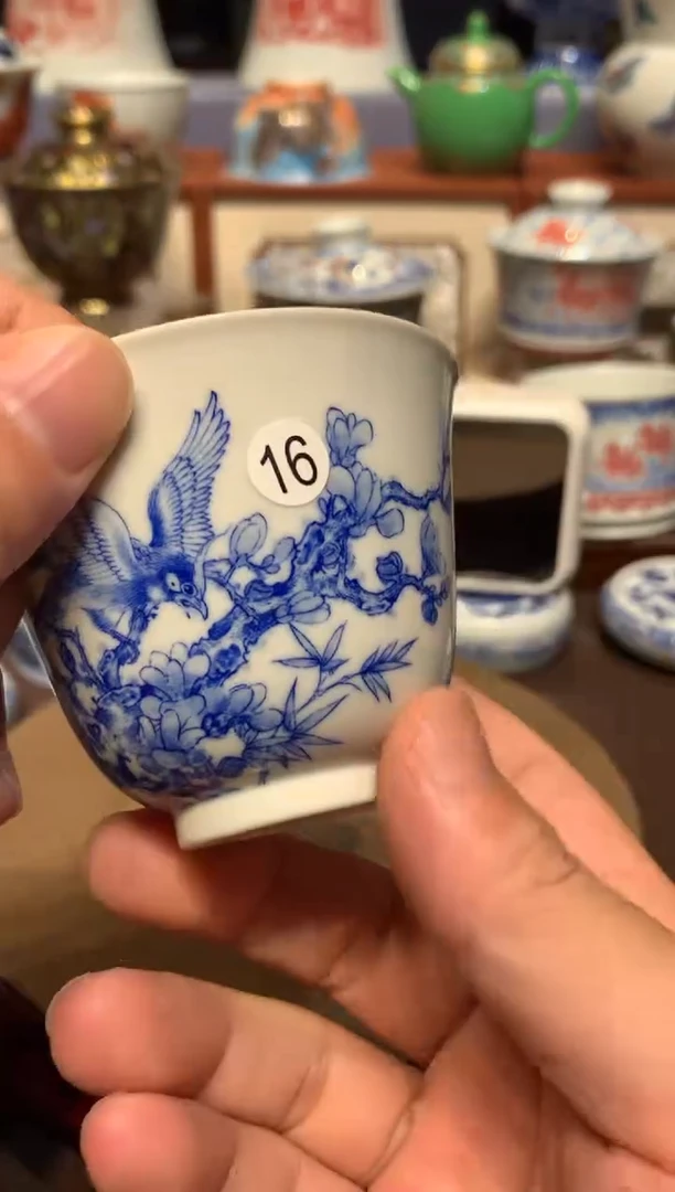 纤*16青花花鸟杯子