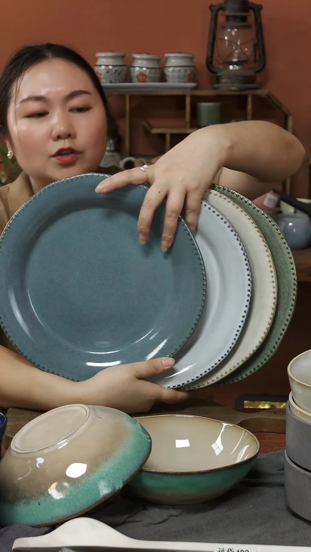 碗陶瓷珍珠盘子4个颜色4件套微瑕