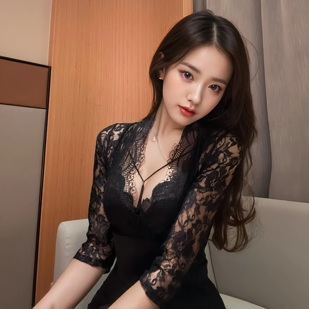 【蕾丝修身】黑色包臀裙女士连衣裙显瘦网红修身家居服睡衣