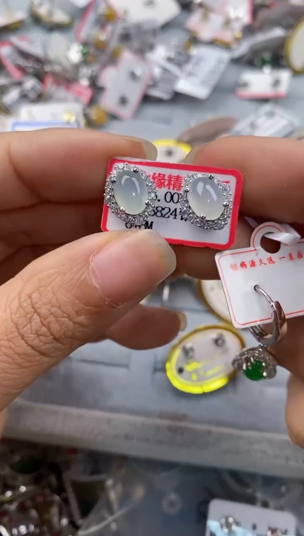 银S925镶嵌戒指翡翠555--5