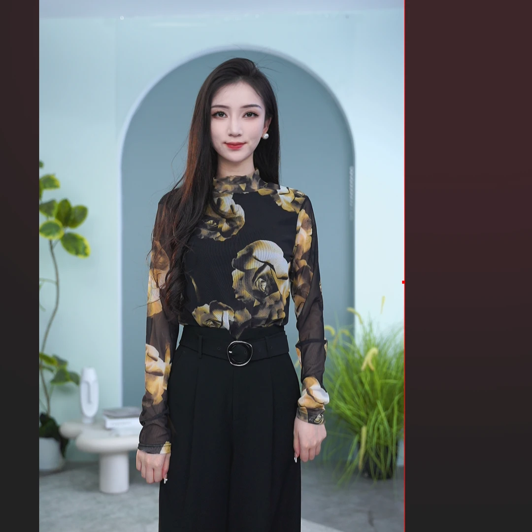 【小春子】设计款花色打底衫Y314301868