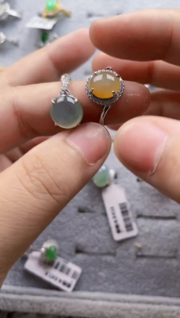 翡翠戒指银S925镶嵌10-10---4