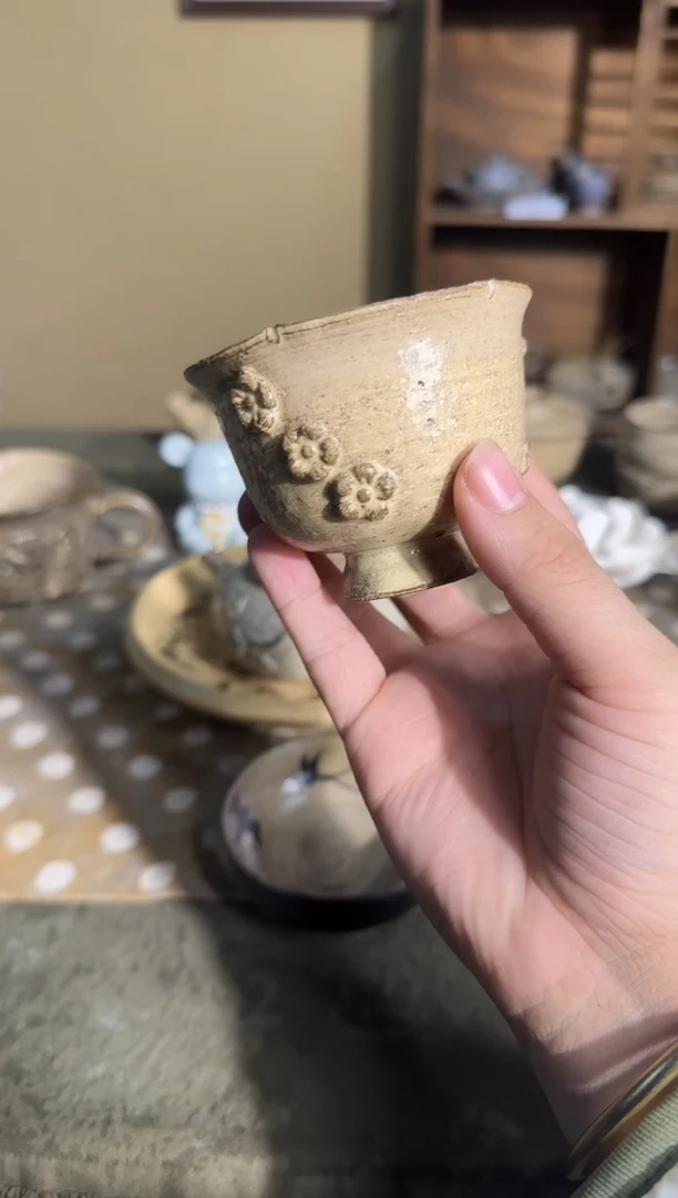 瓷片手作立体花花杯