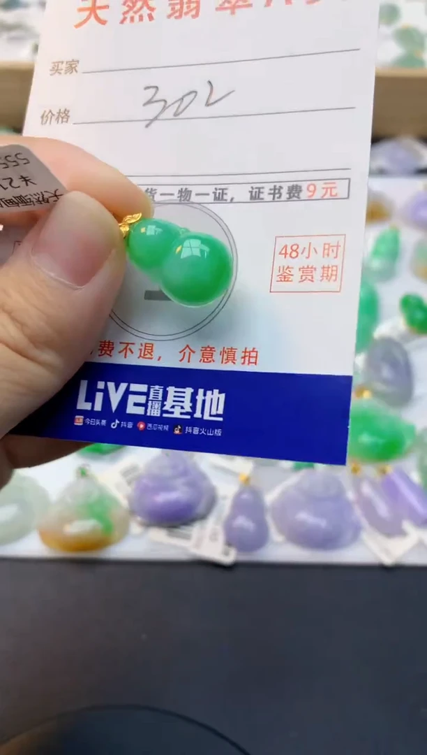 颈饰18K金镶嵌翡翠天然缅甸A货翡翠百元以上9元证书费自理