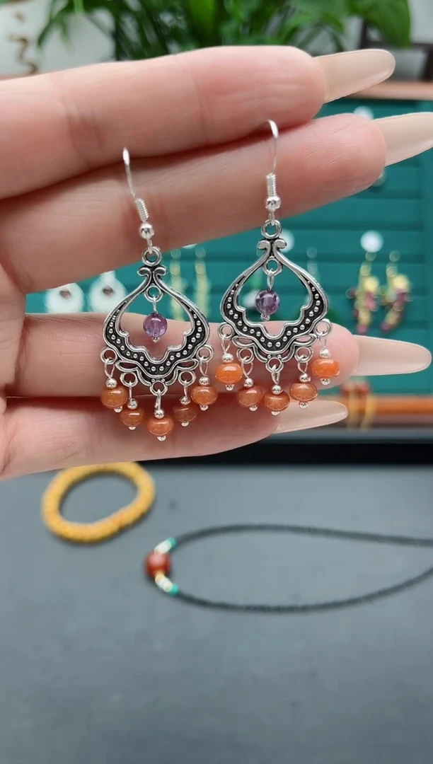 【闪购商品】翡翠耳饰银S925镶嵌8826红翡翠