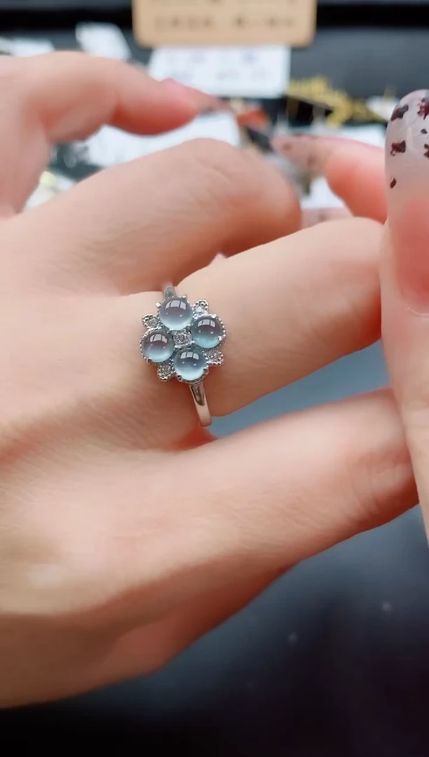 银S925镶嵌戒指翡翠1