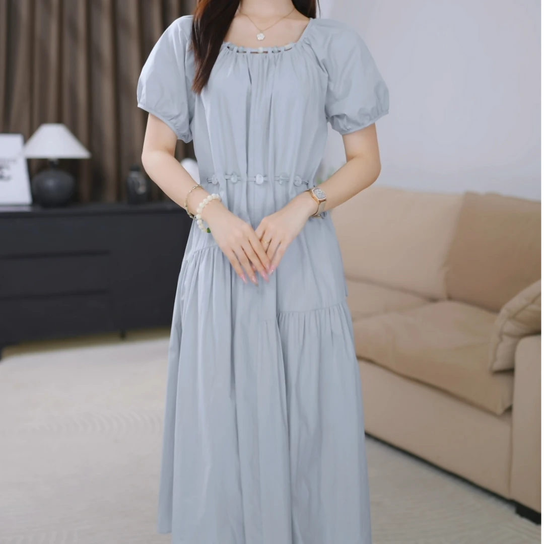 WENNAN/夏季新款简约时尚收腰休闲气质连衣裙25-23