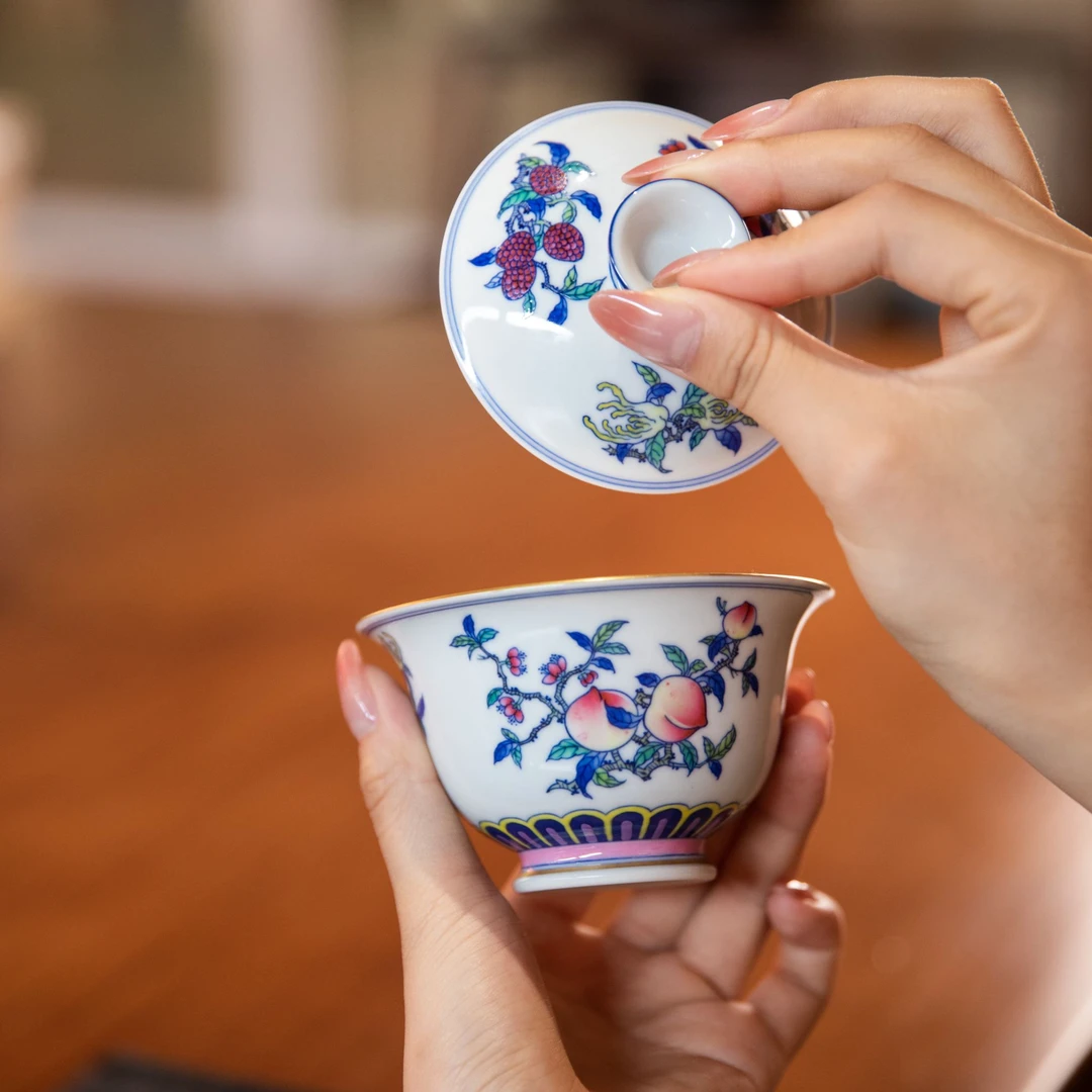 【双十一大促景德詺兮】阳·斗彩三多盖碗MX9114/120cc