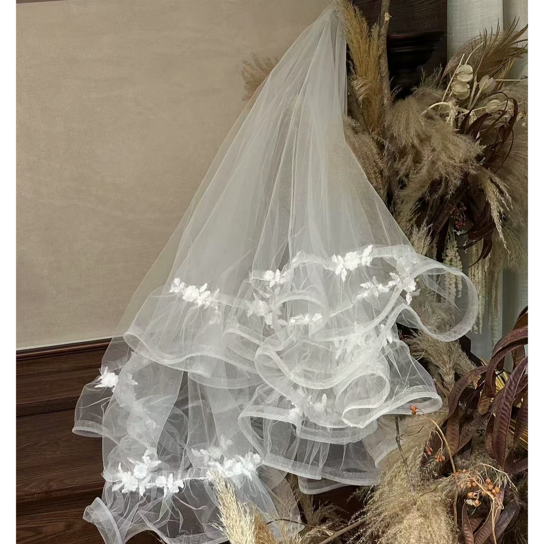 非金属布艺婚庆饰品 新款白纱新娘结婚头纱饰品(约2米)M39