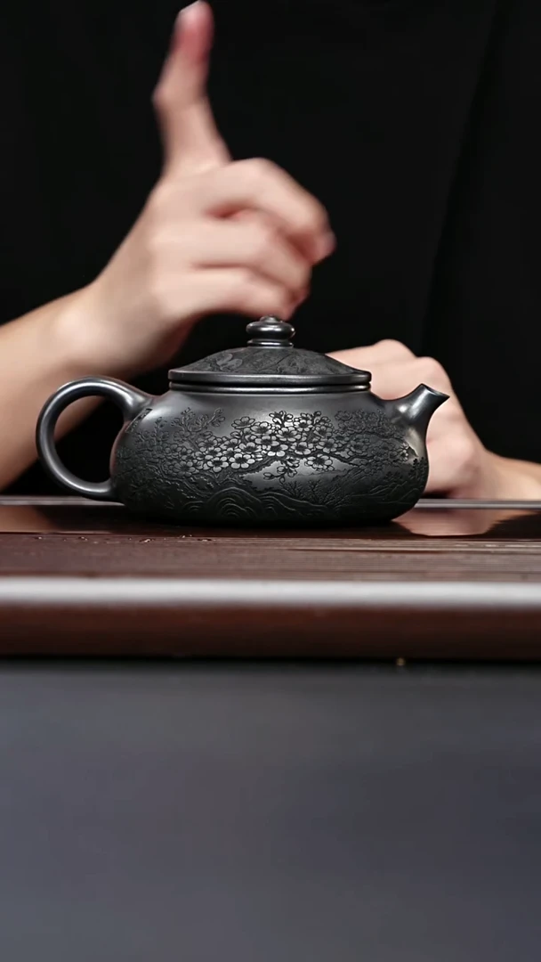 紫砂壶宜兴紫砂 梅花大寒江 石黄