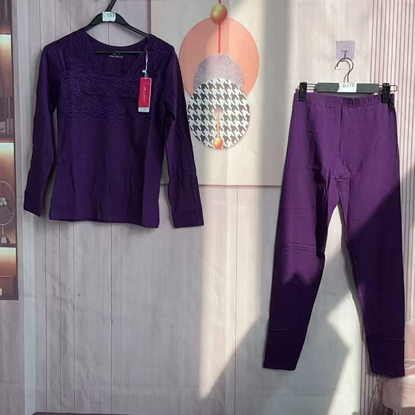 女士蕾丝拼接95棉套装（9857）