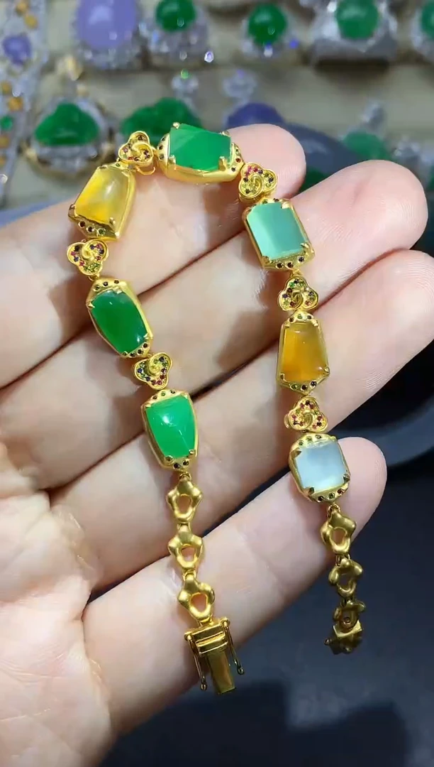 18K金镶嵌手链翡翠638-中国好珍宝