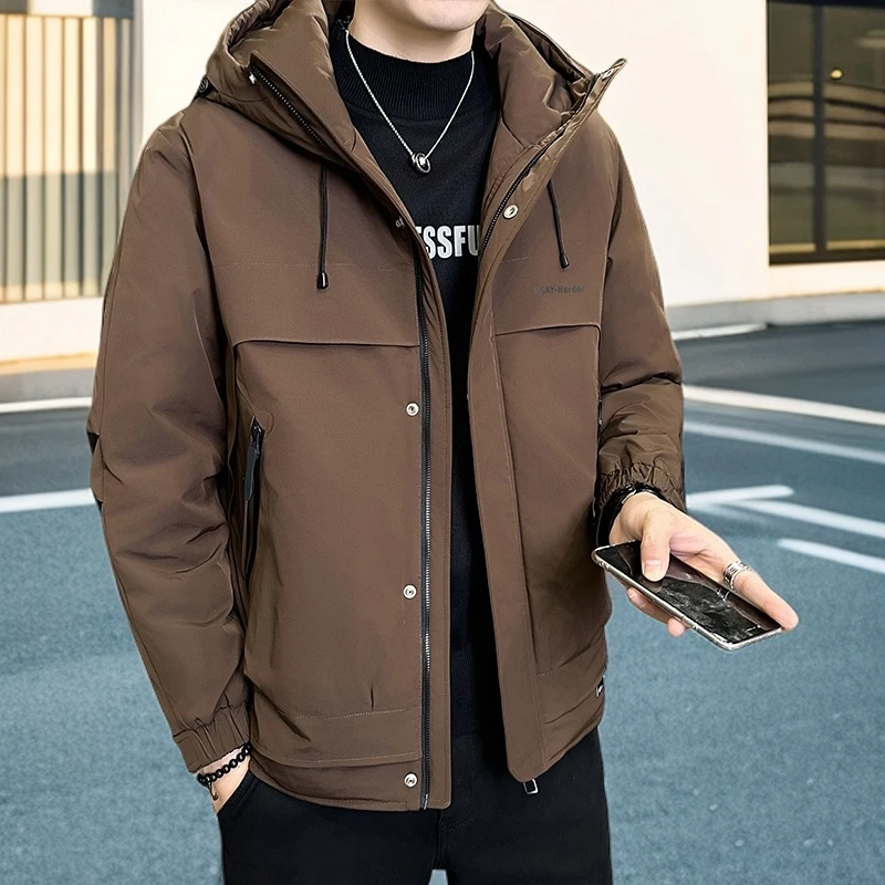 棉服男款冬季休闲时尚棉袄加厚保暖上衣宽松连帽棉衣帅气潮流外套