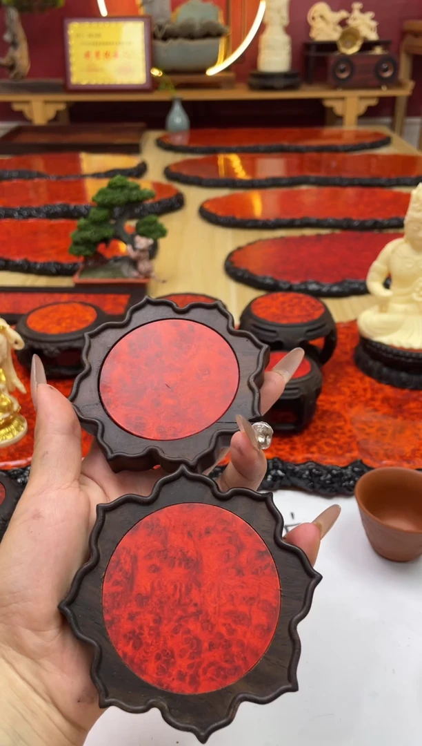 东非黑黄檀（紫光檀）（微瑕）莲花杯垫2个