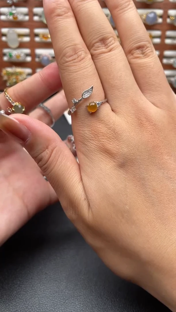 翡翠戒指银S925镶嵌一物一证一礼盒