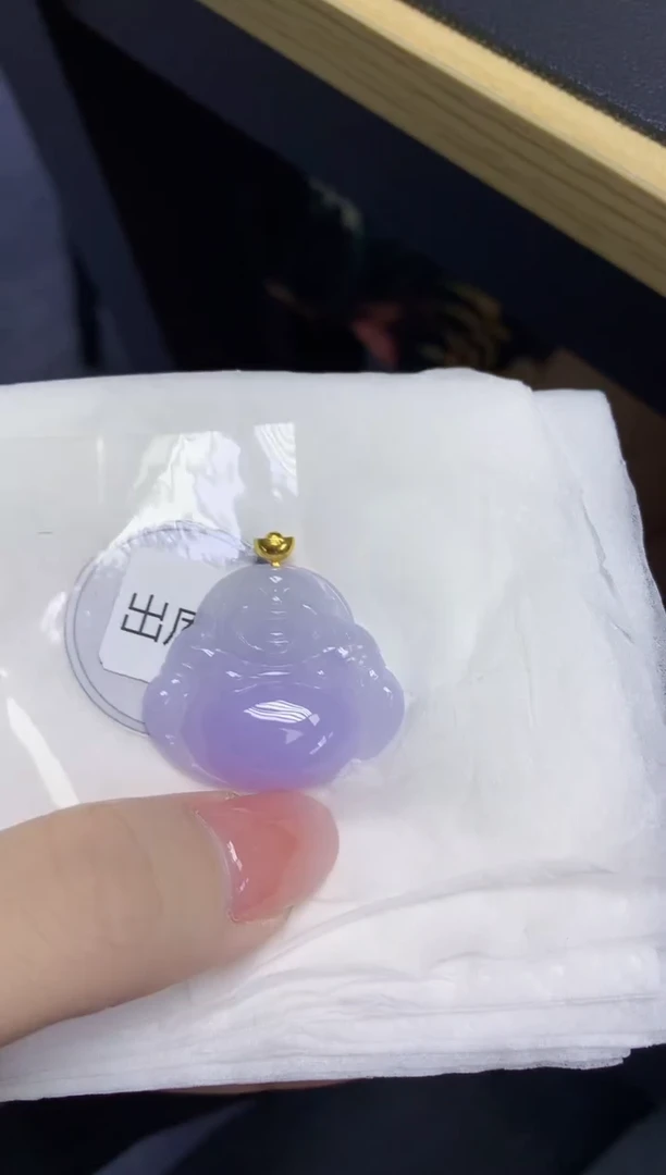 颈饰18K金镶嵌翡翠天然缅甸翡翠A货多样性发一件