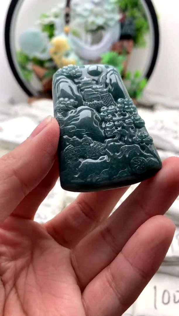 【闪购商品】翡翠颈饰未镶嵌山水牌【品质一般能接受再拍】
