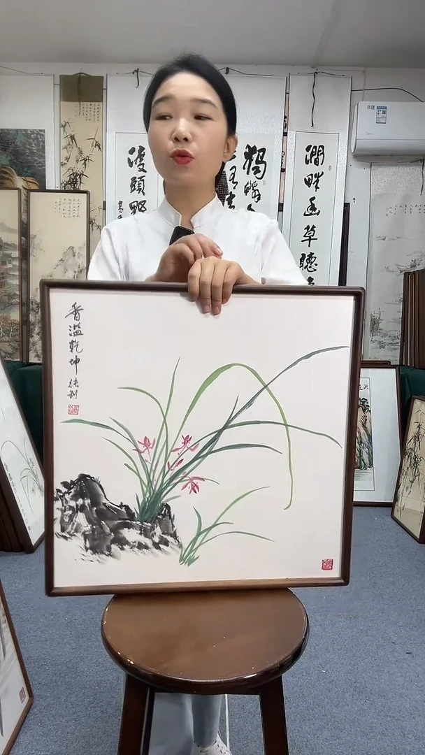 国画52*52实木画框京东包邮手绘
