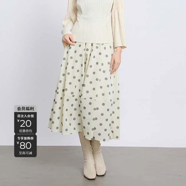 S·DEER圣迪奥春季新款洋气休闲经典百搭时尚波点半身裙S251Z1103